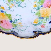 1940s Hand-Painted Porcelain Scalloped Bowl