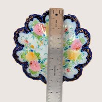 1940s Hand-Painted Porcelain Scalloped Bowl