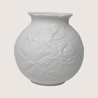 Vintage Kaiser Embossed Rose Floral White Porcelain Bisque Vase