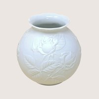 1980s Kaiser West Germany Bisque Vase with Embossed Roses