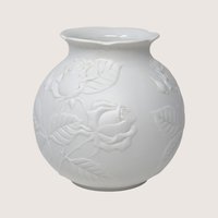 Vintage Kaiser Embossed Rose Floral White Porcelain Bisque Vase