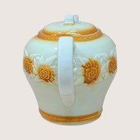 1930s  Brown Medallion Porcelier Vitreous China Teapot