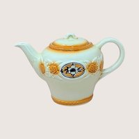 1930s  Brown Medallion Porcelier Vitreous China Teapot