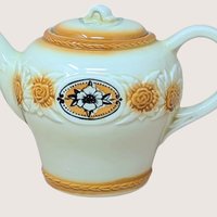 1930s  Brown Medallion Porcelier Vitreous China Teapot