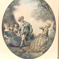 1940s Nicolas Lancret Framed Seesaw & Dropping Hankie Prints