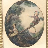 1940s Nicolas Lancret Framed Seesaw & Dropping Hankie Prints