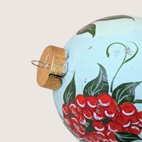 Vintage Hand-Painted Baltimore Oriole Glass Ornament 