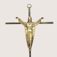 Vintage Modernist Metal Crucifix Wall Hanging