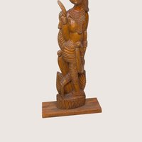 1970s Ornate Hand Carved Wood Balinese Woman Statue