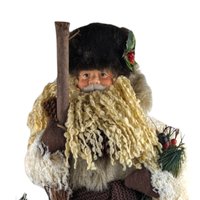 2000 Grandeur Noel Fabric Santa Figurine – Victorian Style Faux Fur Christmas Decor