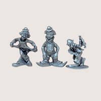 1980s Pewter Clown Figurine Set 