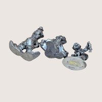 1980s Pewter Clown Figurine Set 