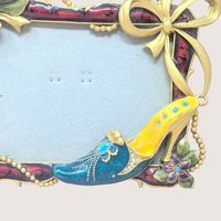 Vintage Jeweled High Heel Enamel Photo Frame 
