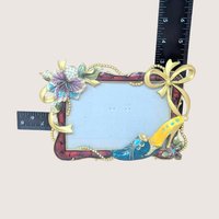 Vintage Jeweled High Heel Enamel Photo Frame 