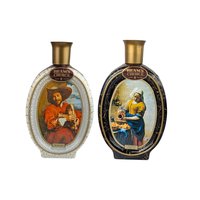 1970s Jim Beam’s Choice Art Decanters (Set of 2) – Mid-Century Barware Vermeer & Bagpiper Decor