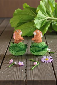 Vintage Bunny in Lettuce Figurines