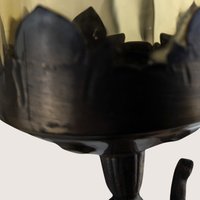Vintage Italian Cherub Marble Base Amber Glass Votive Holder