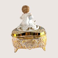 Vintage Gilt Cherub Trinket Box 