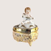 Vintage Gilt Cherub Trinket Box 