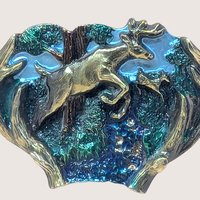 1982 Great American Buckle Co Leaping Deer Belt Buckle