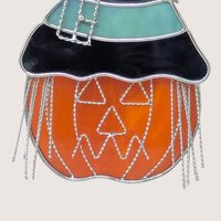 1990s Stained Glass Pumpkin Decor