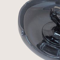 1930s Ornate Handled Black Glass Dish