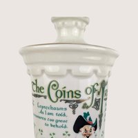 Empty 1970s JP Van Winkle Ceramic Old Commonwealth Coins of Ireland Decanter