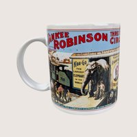 1980s Flambro Ceramic Circus Poster Mugs Set