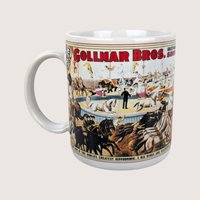 1980s Flambro Ceramic Circus Poster Mugs Set