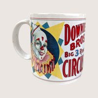 1980s Flambro Ceramic Circus Poster Mugs Set