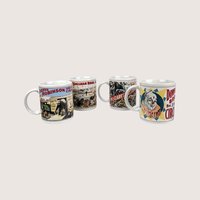 1980s Flambro Ceramic Circus Poster Mugs Set