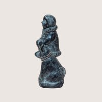 1970s Wolf Sculpture Original Eskimo Child and Dog Figurine