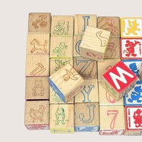 1970 Playskool Disney Wood Safety Blocks