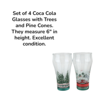 Set of 4 Vintage Coca-Cola Pine Cone and Tree Glasses