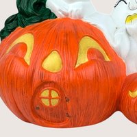 Vintage Halloween Ceramic Ghost and Pumpkin Figurine