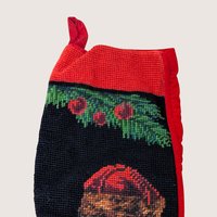 1990s Traditional Old World Santa Needlepoint Stocking