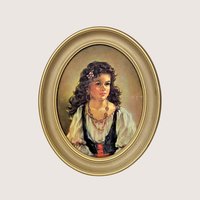 1950s Ann Allaben Chico and Elena Oval Framed Prints Pair