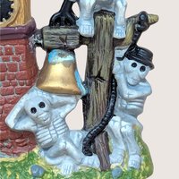 1990s Vintage Halloween Skeleton Clock Village Piece