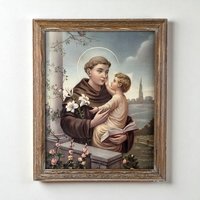 Vintage Framed Saint Anthony of Padua Print, Religious Art, Catholic Gift, Devotional Image, Framed Print, Wall Decor