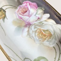 Antique Suhl Germany Porcelain Floral Celery Tray