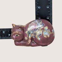1980s FF Fine Florals Painted Ceramic Cat Figurine