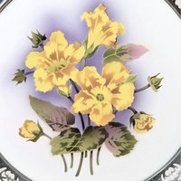1960s BMF Germany Floral Porcelain Tray with Silver Plate Gallery Rim