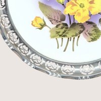 1960s BMF Germany Floral Porcelain Tray with Silver Plate Gallery Rim