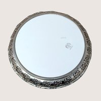 1960s BMF Germany Floral Porcelain Tray with Silver Plate Gallery Rim
