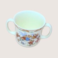 1984 Royal Doulton Bunnykins Sledding 2 Handled Mug