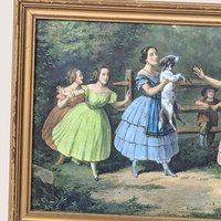 1950s Currier and Ives Blind Man's Buff Framed Print