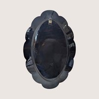 1960s Asian Black Lacquer Mother of Pearl Inlaid Wall Platter