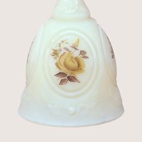 Vintage Fenton Chocolate Rose Cameo Satin Medallion Bell