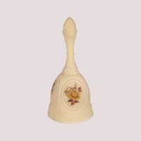 1980s Fenton Cameo Satin Glass Chocolate Rose Medallion Bell