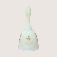 Vintage Fenton Chocolate Rose Cameo Satin Medallion Bell